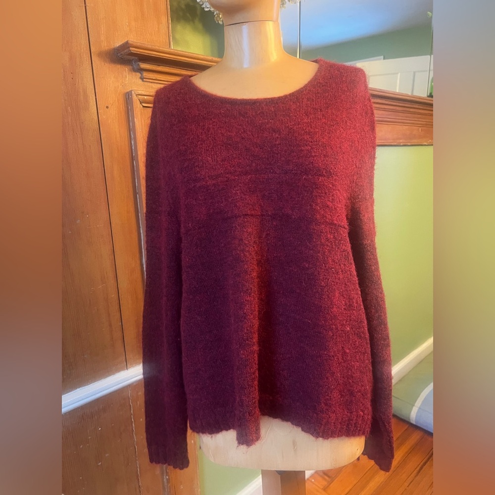 Lilith France airy soft merlot mohair alpaca sweater M/L